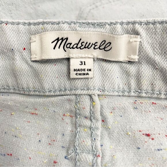 Madewell Slim Emmett Wide-Leg Crop Pants in Light Wash Chambray Speckle Size 31 - Picture 13 of 15